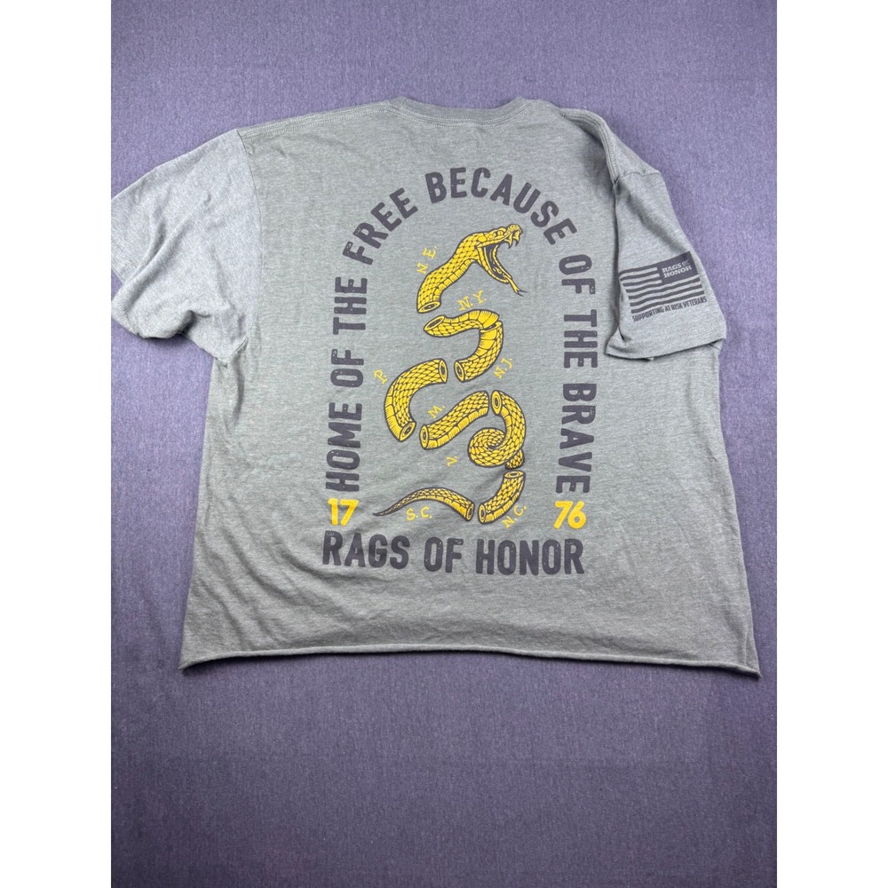 Rags of Honor XL Mens Gray‎ Graphic T Shirt Supporting At Risk Veterans